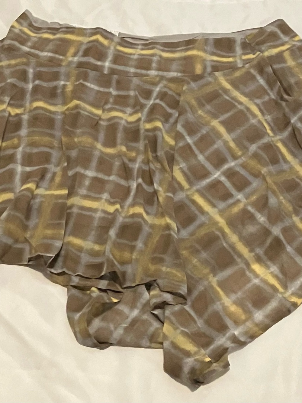 Women’s Brown Plaid Flowing Skirt with Yellow Accents 3XL Brand New Never Worn
